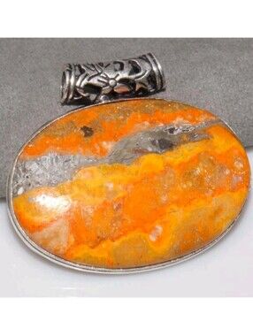 Indonesian Bumblebee Jasper Gemstone 925 Sterling Silver Pendant Necklace